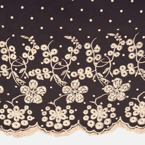 Intro Skort Embroidered Scalloped Stretch Cotton Modest Black White Polka Dot S - Picture 3 of 10